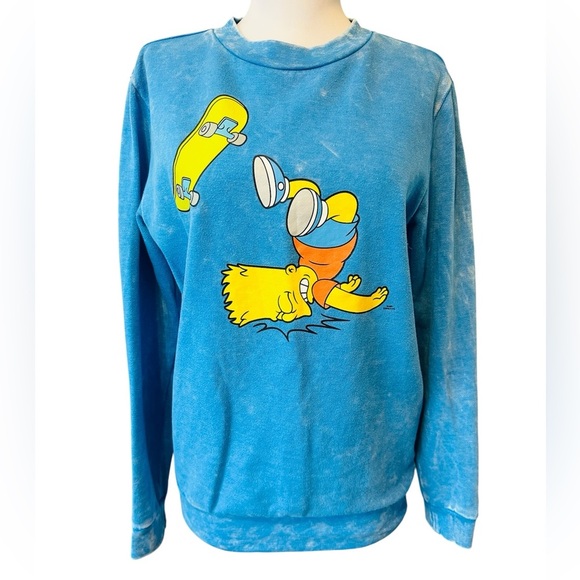 Blue Sweatshirt with the Simpsons Bart Cartoon Graphic size medium - Picture 1 of 7